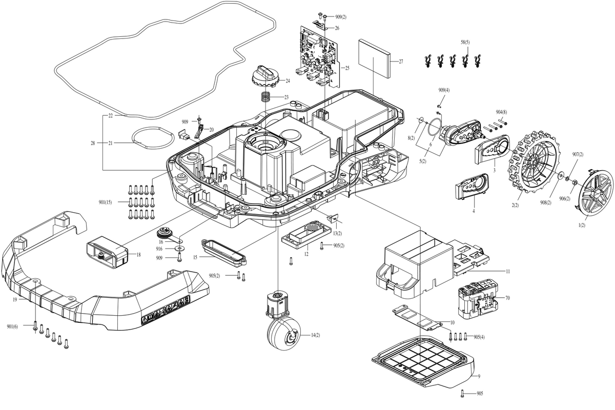 KR250E & ES, KR251E & ES Pièces-détachées pour robots tondeuses Kress